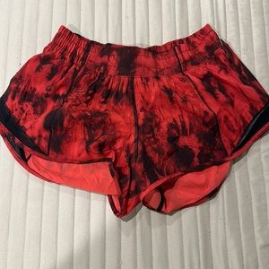 Red and Black tye dye lulu shorts